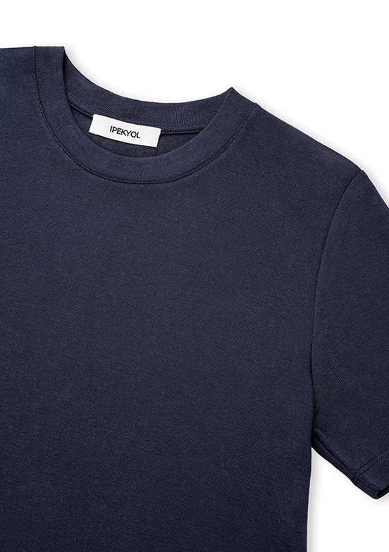 İPEKYOL - IS1260070241 Kadın Lacivert Bisiklet Yaka T-Shirt
