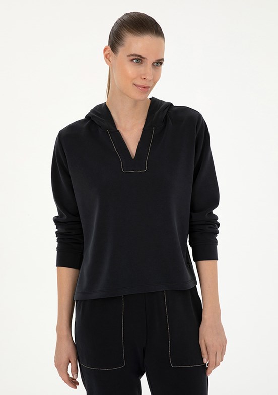 PİERRE CARDİN Kadın Siyah Regular Sweatshirt