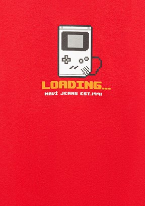 MAVİ - M6610416-70478 Erkek Çocuk Kırmızı Baskılı T-Shirt
