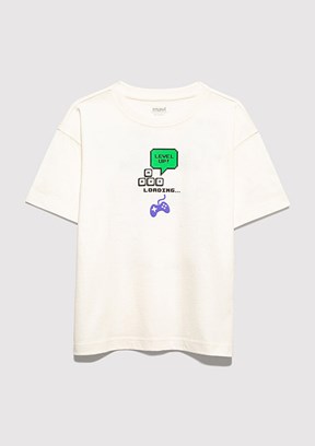 MAVİ - M6610421-70057 Erkek Çocuk Beyaz Baskılı T-Shirt