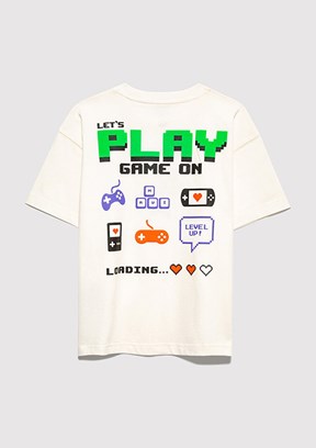 MAVİ - M6610421-70057 Erkek Çocuk Beyaz Baskılı T-Shirt