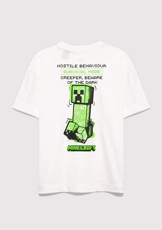 MAVİ - M6610435-70057 Erkek Çocuk Beyaz Baskılı T-Shirt