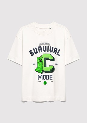 MAVİ - M6610433-70057 Erkek Çocuk Beyaz Baskılı T-Shirt