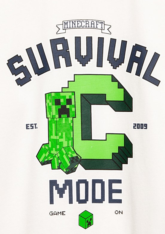 MAVİ - M6610433-70057 Erkek Çocuk Beyaz Baskılı T-Shirt