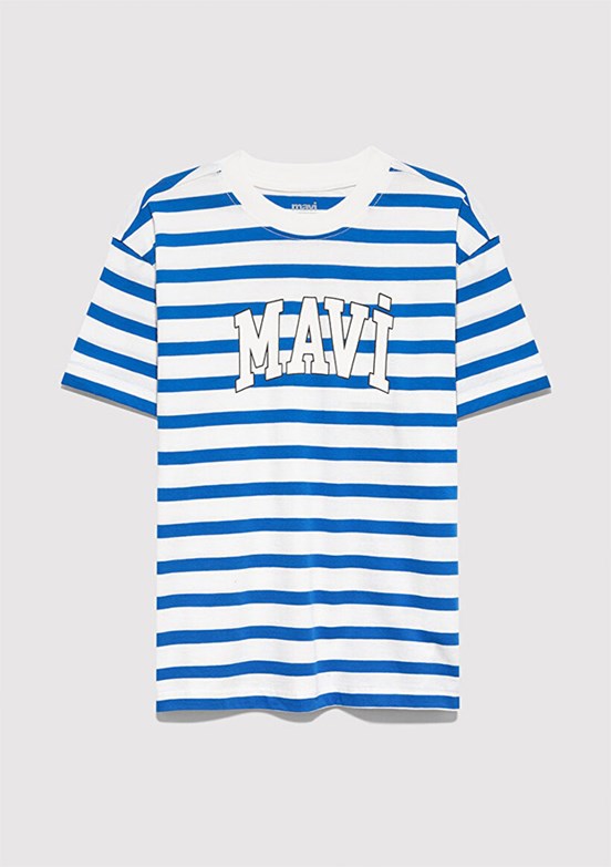 MAVİ - M6610251-91364 Erkek Çocuk Mavi Baskılı T-Shirt