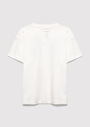 MAVİ - M7610426-70057 Kız Çocuk Beyaz Baskılı T-Shirt