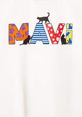 MAVİ - M7610426-70057 Kız Çocuk Beyaz Baskılı T-Shirt