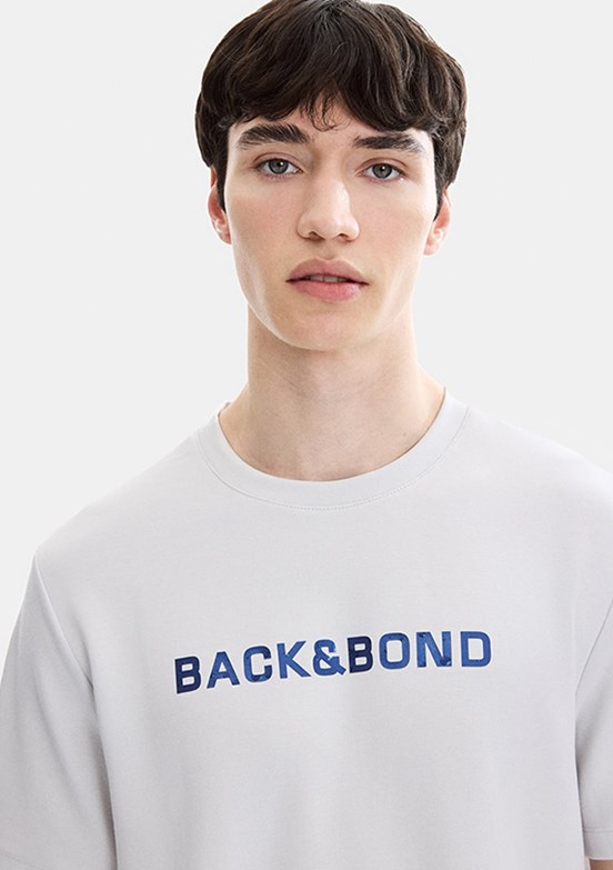 BACKANDBOND - B35S10049 Erkek Gri Bisiklet Yaka T-Shirt