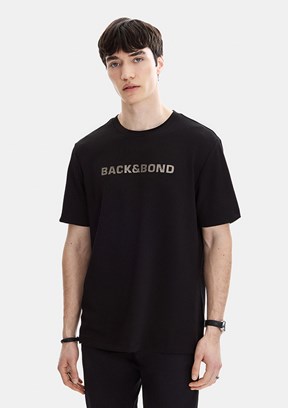 BACKANDBOND - B35S10049 Erkek Siyah Bisiklet Yaka T-Shirt