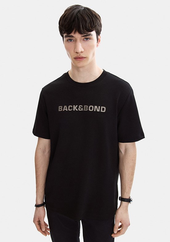 BACKANDBOND - B35S10049 Erkek Siyah Bisiklet Yaka T-Shirt