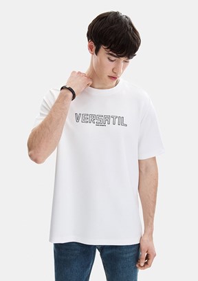 BACKANDBOND - B35S10054 Erkek Beyaz Bisiklet Yaka T-Shirt