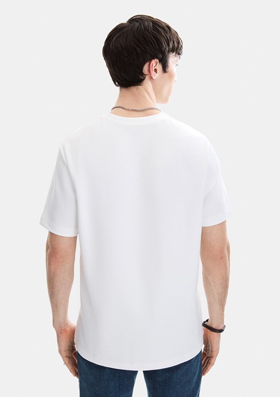 BACKANDBOND - B35S10054 Erkek Beyaz Bisiklet Yaka T-Shirt