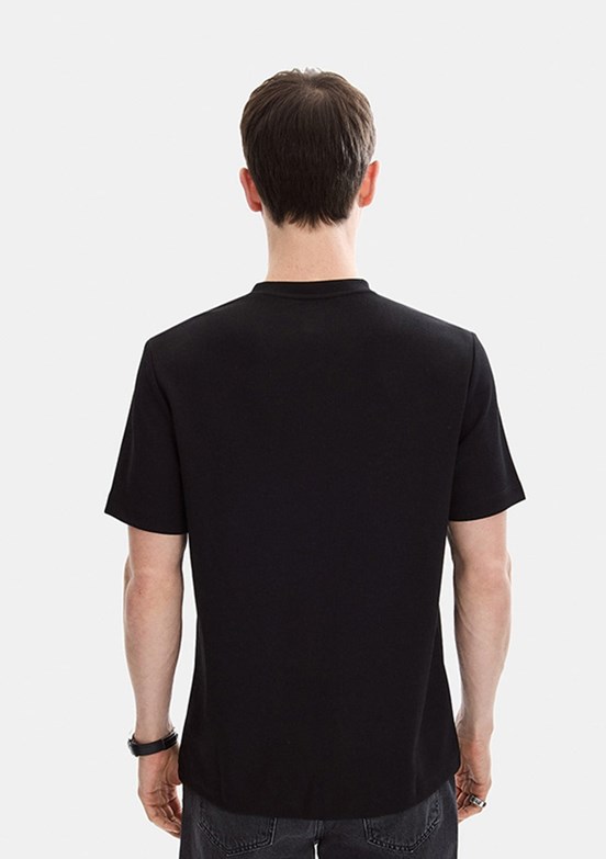 BACKANDBOND - B35S10054 Erkek Siyah Bisiklet Yaka T-Shirt