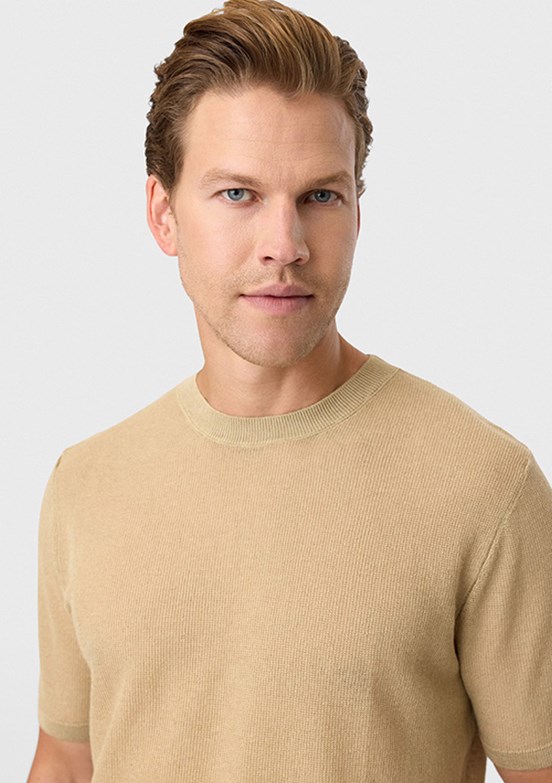 BACKANDBOND - B35S40025 Erkek Kahverengi Triko T-Shirt