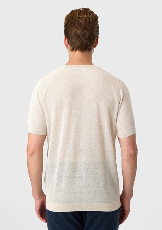 BACKANDBOND - B35S40025 Erkek Bej Triko T-Shirt