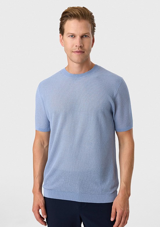 BACKANDBOND - B35S40025 Erkek Mavi Triko T-Shirt