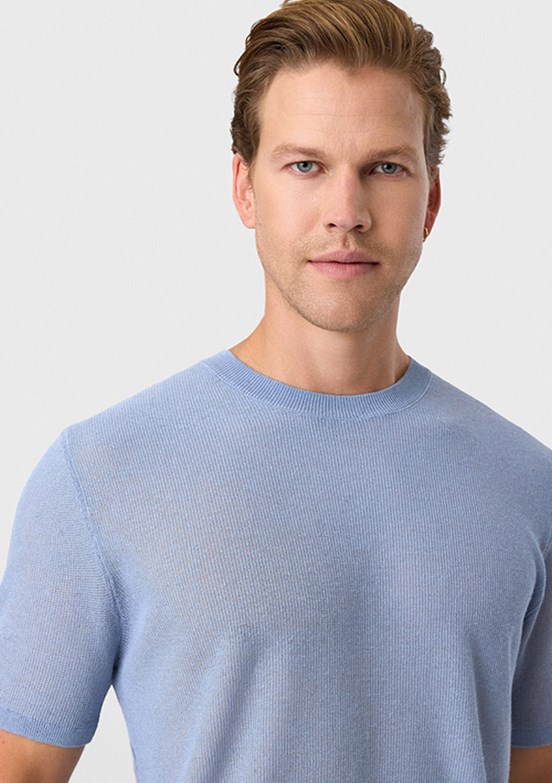BACKANDBOND - B35S40025 Erkek Mavi Triko T-Shirt