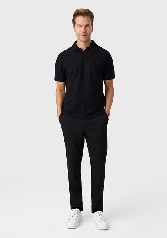 BACKANDBOND - B35S10048 Erkek Siyah Polo Yaka T-Shırt