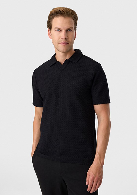 BACKANDBOND - B35S10048 Erkek Siyah Polo Yaka T-Shırt