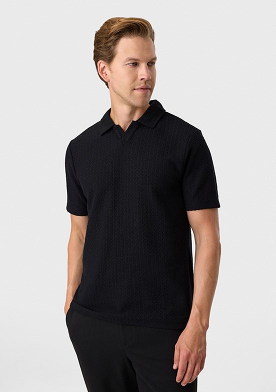 BACKANDBOND - B35S10048 Erkek Siyah Polo Yaka T-Shırt