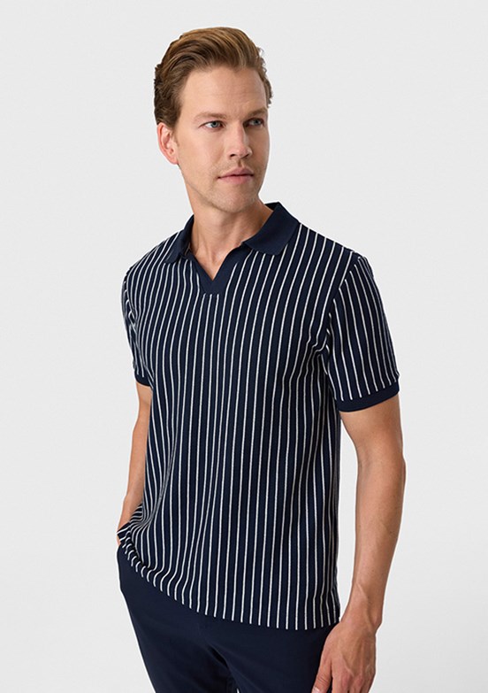 BACKANDBOND - B35S10012 Erkek Lacivert Polo Yaka T-Shırt