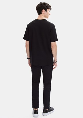 BACKANDBOND - B35S10058 Erkek Siyah Bisiklet Yaka T-Shirt