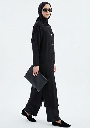 ARMİNE - 26YT549 Kadın Siyah Basic Hırka