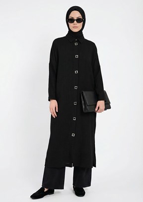 ARMİNE - 26YT549 Kadın Siyah Basic Hırka