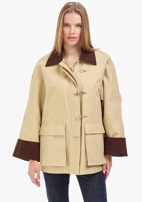 PİERRE CARDİN Kadın Bej Comfort Kaban