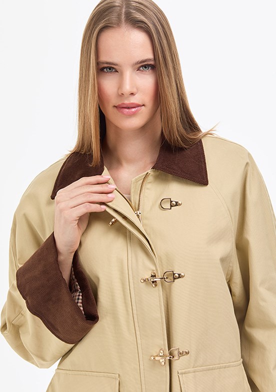 PİERRE CARDİN Kadın Bej Comfort Kaban