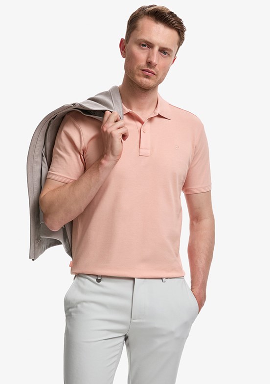 PİERRE CARDİN - Erkek Turuncu Basic T-Shirt