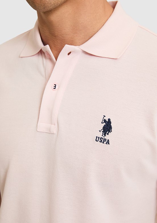 US POLO ASSN - Erkek Pembe Basic T-Shirt