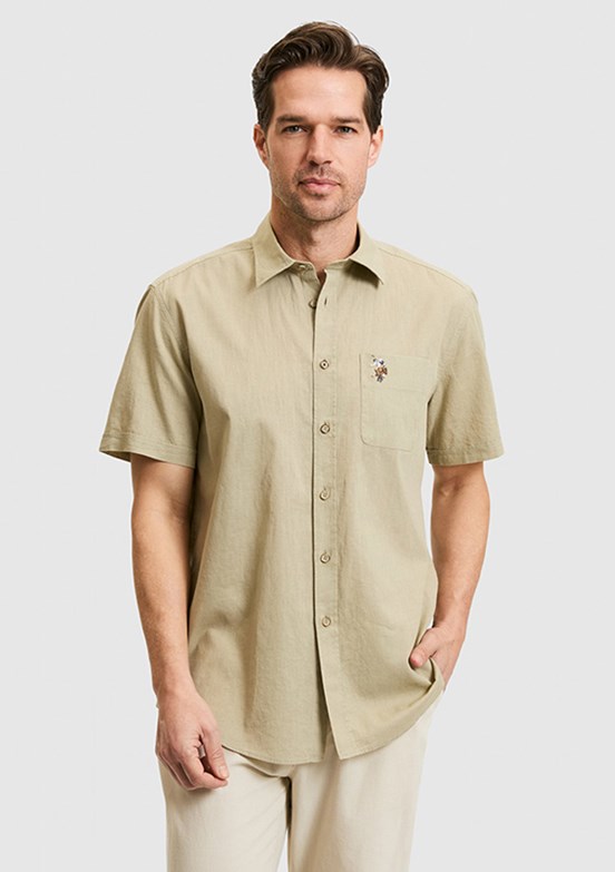 US POLO ASSN - Erkek Yeşil Kısa Kol Gömlek