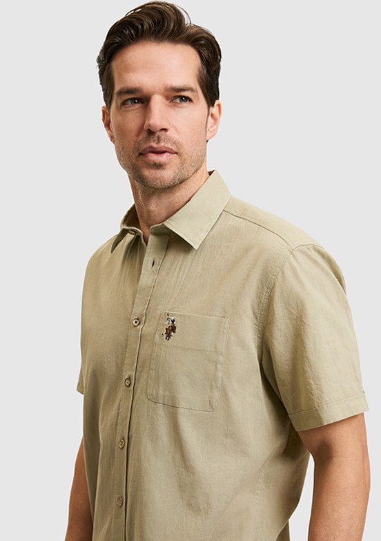 US POLO ASSN - Erkek Yeşil Kısa Kol Gömlek