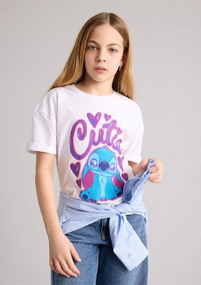 DEFACTO - G8184A8DFA Kız Çocuk Beyaz Kısa Kol T-Shirt