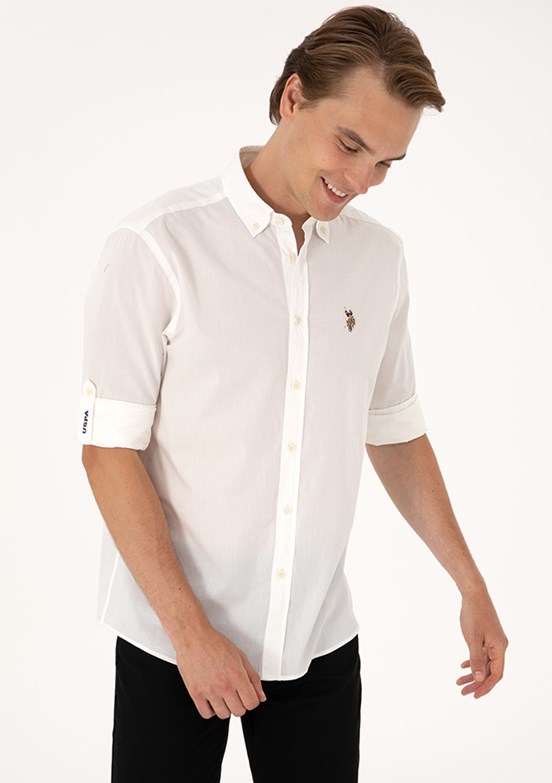 US POLO ASSN - Erkek Beyaz Regular Gömlek