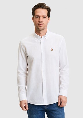 US POLO ASSN - Erkek Beyaz Uzun Kol Gömlek