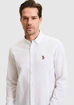 US POLO ASSN - Erkek Beyaz Uzun Kol Gömlek