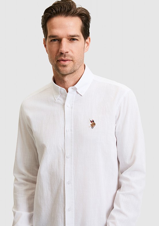 US POLO ASSN - Erkek Beyaz Uzun Kol Gömlek