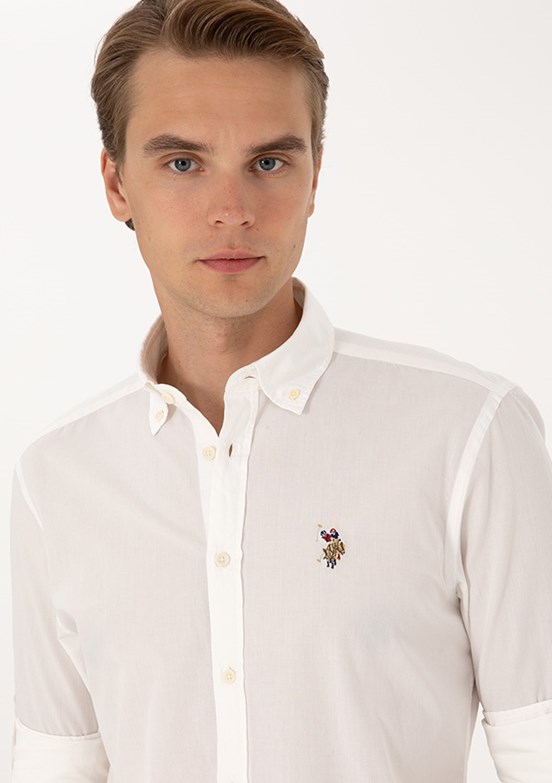 US POLO ASSN - Erkek Beyaz Regular Gömlek