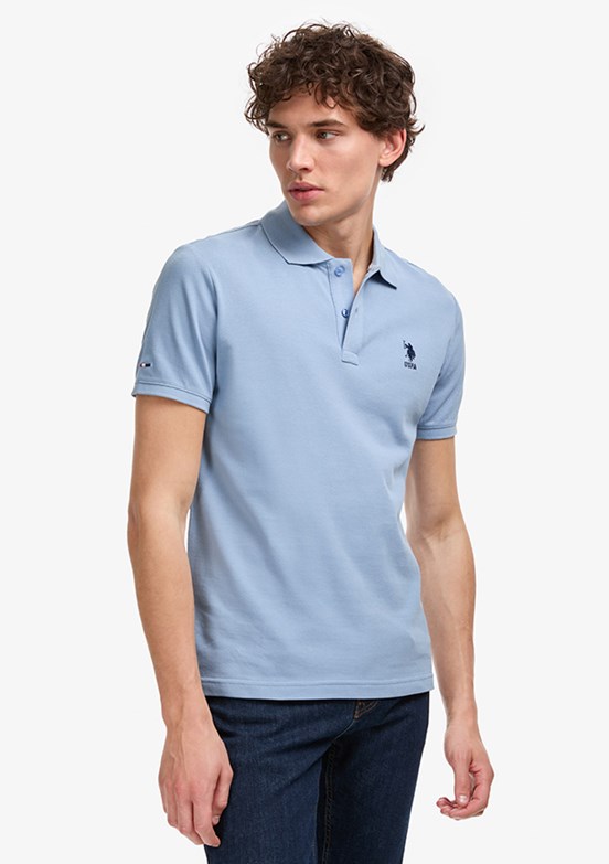 US POLO ASSN - Erkek Mavi Slim T-Shirt