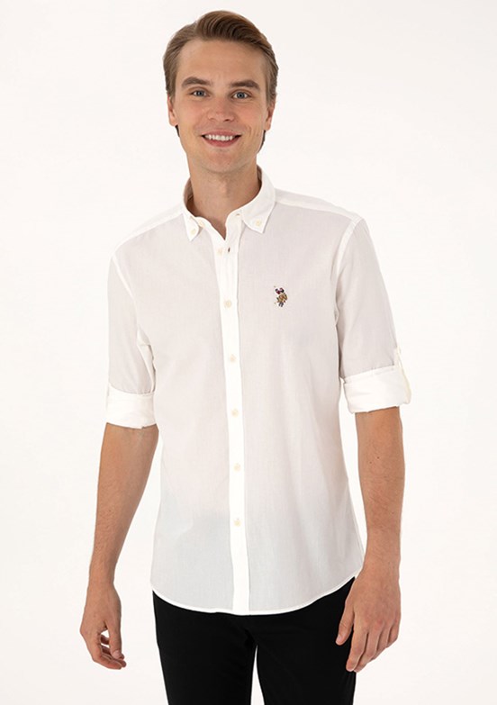 US POLO ASSN - Erkek Beyaz Uzun Kol Gömlek