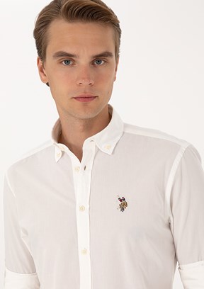 US POLO ASSN - Erkek Beyaz Uzun Kol Gömlek