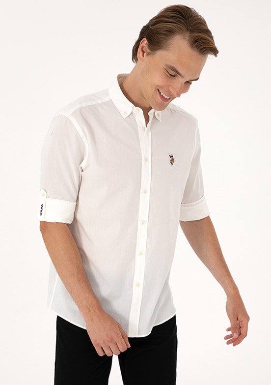 US POLO ASSN - Erkek Beyaz Uzun Kol Gömlek