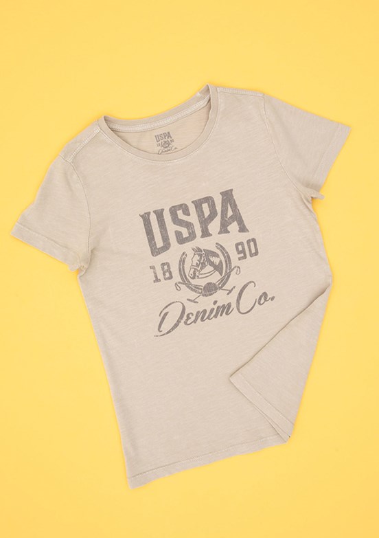 US POLO ASSN - Erkek Çocuk Bej Regular T-Shirt