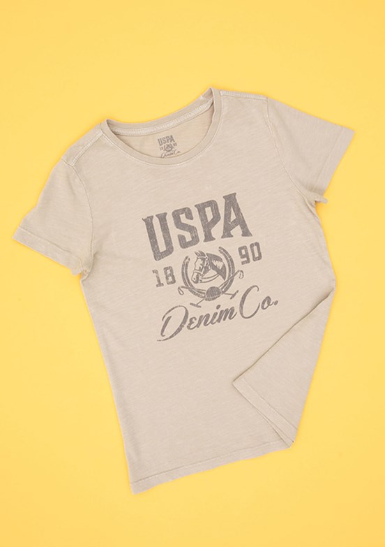 US POLO ASSN - Erkek Çocuk Bej Regular T-Shirt