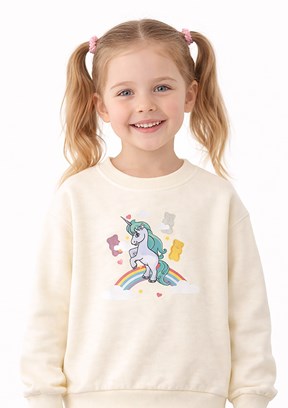 HARİBO - S26G1SW203 Kız Çocuk Beyaz Basic Sweatshirt