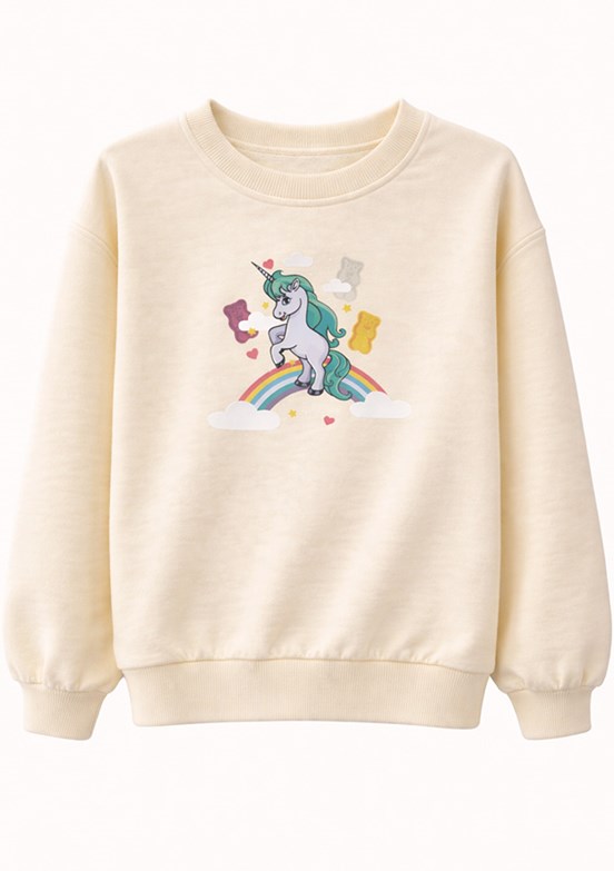 HARİBO - S26G1SW203 Kız Çocuk Beyaz Basic Sweatshirt