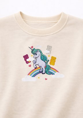 HARİBO - S26G1SW203 Kız Çocuk Beyaz Basic Sweatshirt