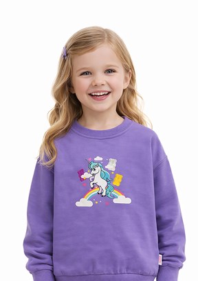 HARİBO - S26G1SW203 Kız Çocuk Mor Basic Sweatshirt